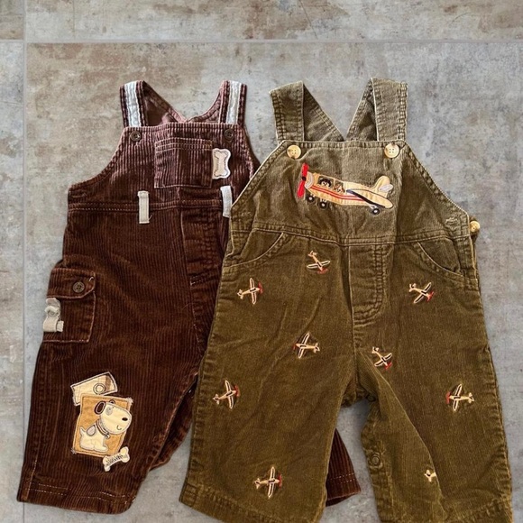 Kids Corduroy Overalls Set - Chocolate and Olive - Picture 1 of 8